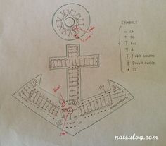 a drawing of a cross on top of a building with the names and numbers below it