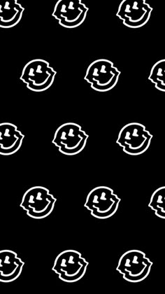 a black background with white smiley faces