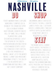 nashville do shop poster with words written in red, white and blue