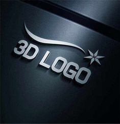 the 3d logo is displayed on a black surface with silver letters and an image of a star