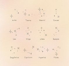 the zodiac signs are drawn on paper with watercolor pencils and ink in them