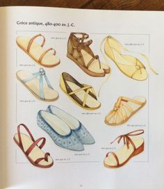 an open book showing different types of shoes