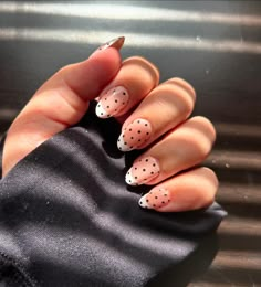 please please please …. give me all the polka dots because these are the cutest!! 🤩🤩 #gel #gelnails #gelpolish #gelnail #pressonnails #pressons #custom #custommade #frenchtipnails #pressonset #pressonnailset #gelmanicure #pressonnailbuisness #pressonnailsofinstagram #aestheticnails #trendynails #polkadotnails #summernails #junenails #julynails #girlynails #cutenails French Manicure With Polka Dots, French Tip Polka Dot Nails, Short Polka Dot Nails, French Tip With Polka Dots, Pokadot Nails Acrylic, Polka Dot French Tip Nails, Super Short Nails Ideas, Nail Inspiration Simple, Dot Nail Art Designs