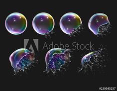 soap bubbles in different shapes and colors