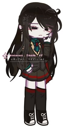 an anime character with long black hair