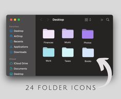 the 24 folder icons are displayed in this screenshote, which includes different colors and sizes