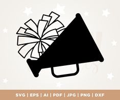 a black and white silhouette of a megaphone with stars in the background for svg files