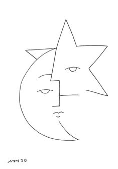 a drawing of the face of a person with a star on it's forehead