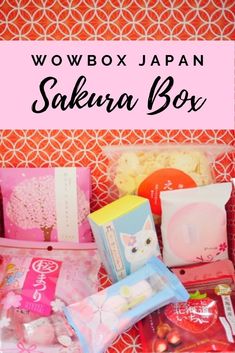 the contents of a japanese box with text overlay that reads wowbox japan sakra box