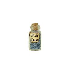 a bottle filled with blue glitter on top of a white background and the words pixie dust