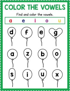 the color the words worksheet with balloons