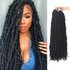 24inch Soft Locs, Faux Locs Styles Goddess, Long Crochet Hairstyles, Faux Soft Locs, Long Crochet Braids, Faux Locs Crochet Braids, Curly Faux Locs Crochet, Goddess Faux Locs, Curly Faux Locs