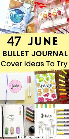 June bullet journal monthly cover ideas June Bullet Journal Cover Ideas, June Bujo Cover, June Bullet Journal Cover, Monthly Cover Ideas, June Bujo, June Bullet Journal