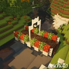 an image of a garden in minecraft