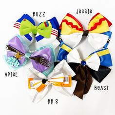 These Favorite Character Bows are the perfect accessory! Each bow is 4” long and is stacked with your favorite characters. Each clip is large and high quality to stay in hair securely all day long. Disney Ribbon Hair Bows, Disney Ribbon Bows, Character Hair Bows, Character Hair, Bb 8, Baby Bows, Hair Bows, Favorite Character, Dots