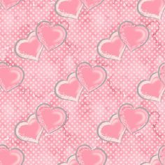 pink hearts with polka dots on a pink background