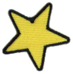 a yellow and black star patch on a white background