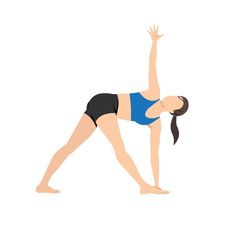 a woman doing yoga poses with her arms in the air and one leg bent up