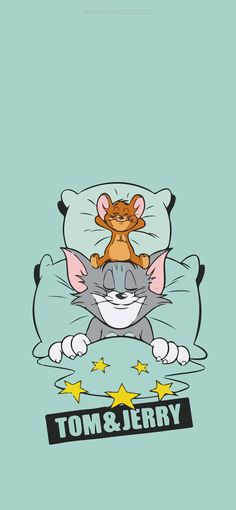 a cartoon cat sleeping on top of a pillow