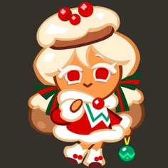 a very cute looking cartoon character holding a christmas or new year's decoration item