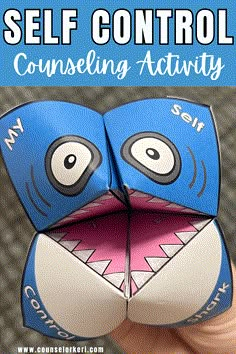 an origami monster with the words self control on it