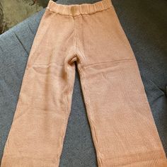 Nwt Kori America Soft Thread Knit Brown Wide Leg Joggers Beige Knit Bottoms For Fall, Beige Soft Knit Bottoms For Fall, Beige Stretch Knit Pants, Stretch Beige Knit Bottoms, Beige Stretch Knit Bottoms, Beige Ribbed Knit Bottoms, Cozy Beige Knit Pants, Fitted Knit Beige Bottoms, Soft Knit Beige Bottoms