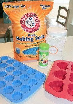 baking supplies are laid out on a table