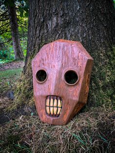 a face carved into the side of a tree