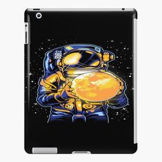 an astronaut holding the moon in his hands ipad cases / skins, covers and skins