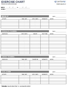 the exercise chart is shown in this image, it shows how to set up and use