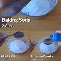 two cups with baking soda and spoons next to each other