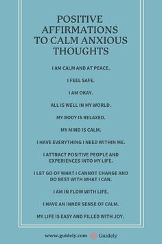 Positive Affirmation Ideas for Anxiety + Daily Affirmations for Positivity Grounding Yoga, Bedtime Affirmations, Spiritual Journaling, Power Thoughts, Affirmations Confidence, Chakra Health, Positive Mantras