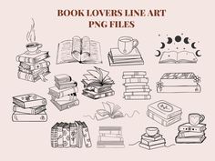 book lovers line art png files are available for use on all kinds of books