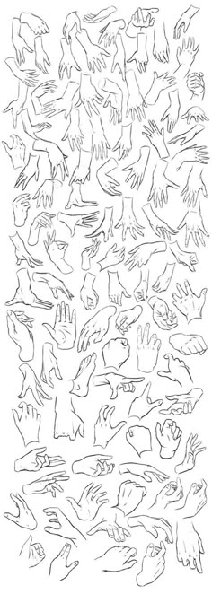 a drawing of many hands in the air