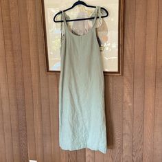 Gorgeous Hemp Dress From Nau. Pretty Light Green Color. Linen Look. Tie Straps And Pockets. Fully Lined. New Without Tags. Just A Bit Too Tight On Me. Medium. Hemp Dress, Light Green Color, Pretty Lights, Green Midi Dress, Sea Green, Green Color, Green Colors, Light Green, Colorful Dresses