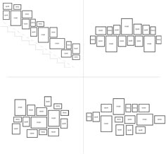 four different pictures with the same number of squares on each side and one in the middle