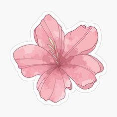 a pink flower sticker with watercolor effect on the bottom and bottom part of it's petals