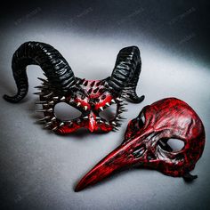 Step Into A Realm Of Mystique And Allure With Our Devil Horned Masquerade Mask Set, Designed To Captivate At Any Event With Its Striking And Bold Design. Perfect For Adding An Air Of Enchantment To Masquerade Balls, Music Festivals, Themed Parties, Or Halloween Events, These Masks Will Transform You Into A Figure Of Intrigue. Unique And Eye-Catching Design_this Exclusive Set Features Two Mesmerizing Masks: * A Men Mask With Sculpted Horns, Offering A Sleek, Bold Look For Those Seeking A Touch Of Themed Black Masquerade Mask For Halloween, Black Novelty Masks For Carnival, Novelty Black Masks For Carnival, Novelty Black Halloween Masks, Red Themed Masks For Cosplay, Red Themed Cosplay Masks, Themed Red Masks For Cosplay, Novelty Red Masks And Prosthetics For Halloween, Themed Red Costume Accessories For Masquerade