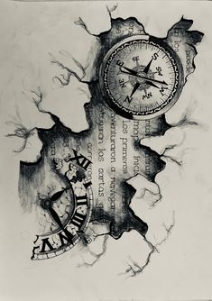 Keep the rhythm of life with a clock tattoo. Clock Drawings, Compass Tattoo Design, Clock Tattoo Design, Brush Art, Clock Tattoo, Meaningful Drawings, Cool Pencil Drawings, Tattoo Art Drawings, Clock Art