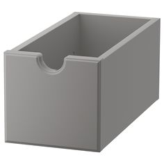 an empty gray plastic box on a white background