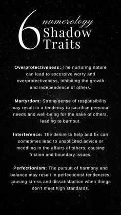 While Number 6 embodies nurturing, responsibility, and harmony, it also reveals its shadow sides. These shadows include overprotectiveness, martyrdom, interference, perfectionism, control, and neglecting self. By recognizing and harmonizing these traits, we nurture with healthy boundaries, cultivate balance, and foster genuine connections. #Numerology #Number6 #ShadowTraits #SelfAwareness Spiritual Numerology, Carl Jung Shadow, Improve Relationship, Mindfulness Journal Prompts, Healing Journaling, Numerology Life Path