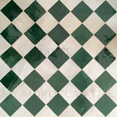 a green and white checkerboard tile pattern