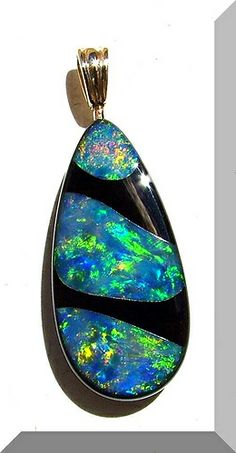 Opals-On-Black Inlay Teardrop Pendant.. | Flickr - Photo Sharing! Fire Color, Crystal Opal, Minerals And Gemstones, Teardrop Pendant