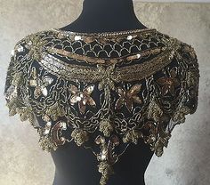 Trendy Fashion Sequin Beaded Lace Hip Wrap Collar Shoulder Shrug Shawl Applique Gold/Black, Women's Scarves Wraps Jewel Embroidery, Shoulder Shrug, Gold Shawl, Shoulder Shawl, Shawl Wedding, Hip Scarves, Pretty Clothes, Beaded Trim, Sequin Beading