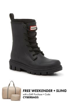 HUNTER-Diana Rain Boot - Women's Add an edgy vibe to your rain boot collection with the Diana from Hunter. Featuring a waterproof combat-inspired construction and rugged traction sole for stable steps. Click here for Boot Measuring Guide. Boot Collection, Womens Rain Boots, Rain Boot, Keds, Rain Boots, Black Boots, Bootie Boots, Womens Boots, Boots