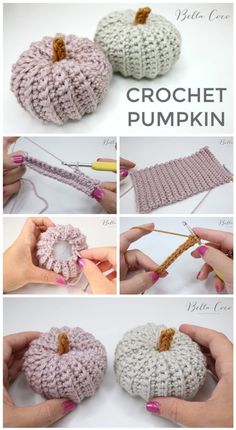 crochet pumpkin is being worked on with yarn