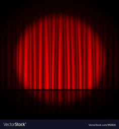 a red curtain in the dark with light coming from it's top and bottom