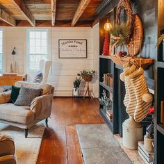 the living room is clean and ready to be used for holiday decorating or as an office