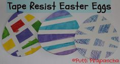 an easter egg craft for kids to make with colored paper and tape resisting eggs