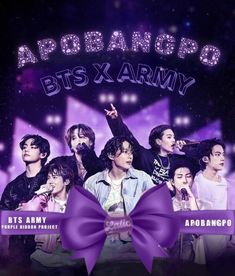 bts x army concert poster with purple bow